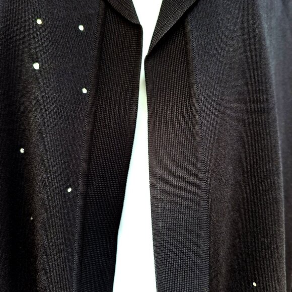 Exclusively MISOOK Knit Tunic Jacket L Black Rhinestones Open Front - Picture 4 of 6